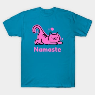 Cat Namaste Stretching Yoga T-Shirt